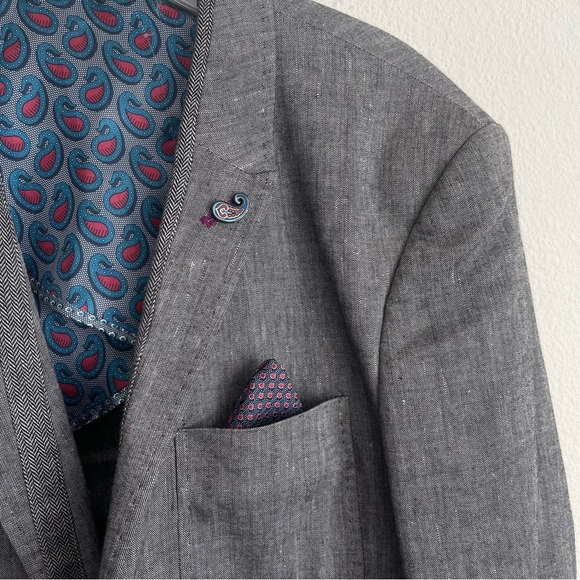 Ted Baker London Linen English Vent Double Button Blazer - Picture 4 of 8